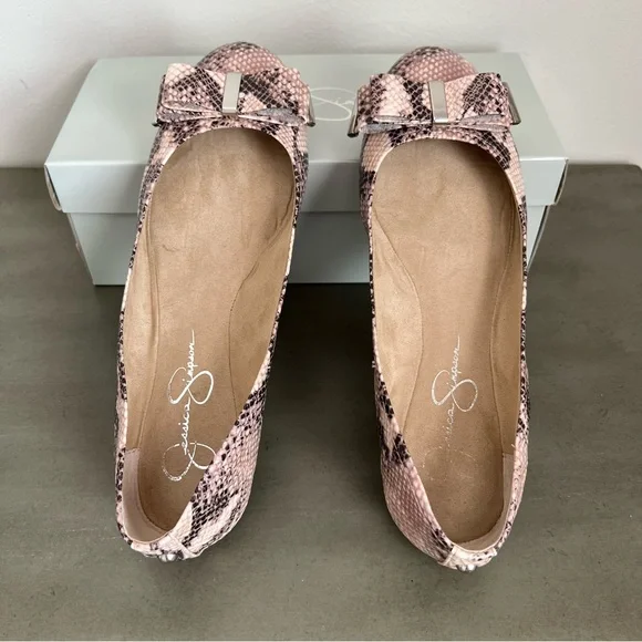 Jessica Simpson Marieta Ballet Flat Snake Print Bow Flat Women’s Size 10 M - Picture 8 of 17